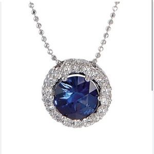 Crislu Sterling Platinum and Synthetic Sapphire necklace